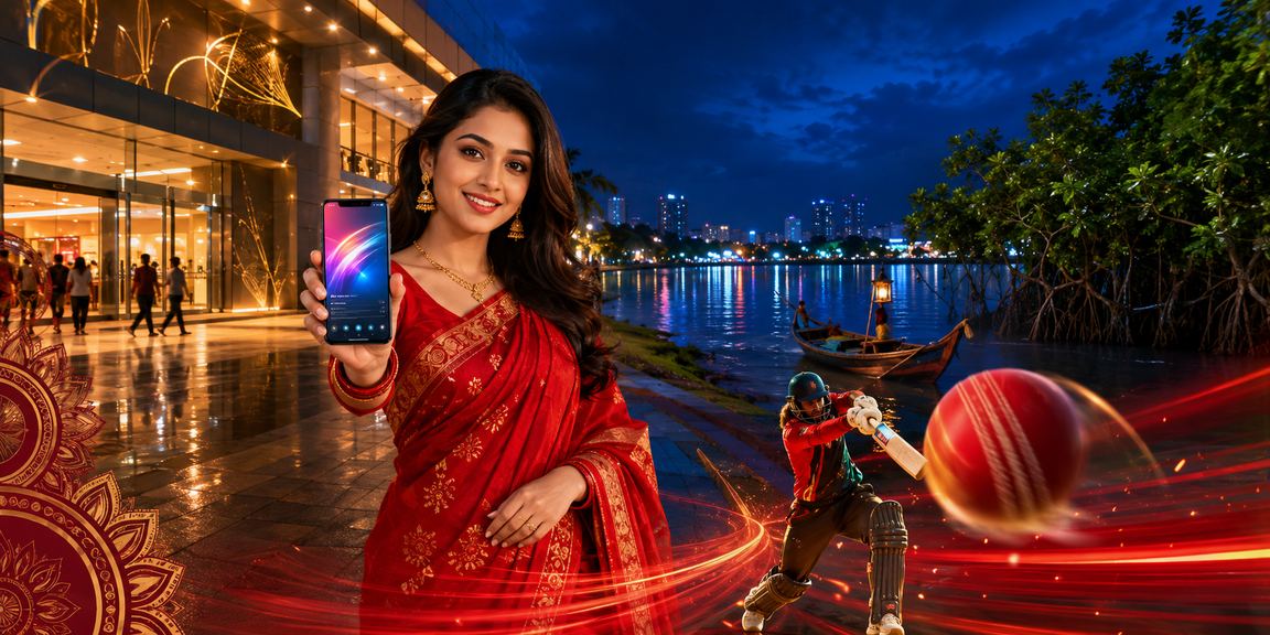 চট্টগ্রামে শাড়ি পরে মোবাইলে orbitmk88 লগইন করছেন বাংলাদেশি ব্যবহারকারী
